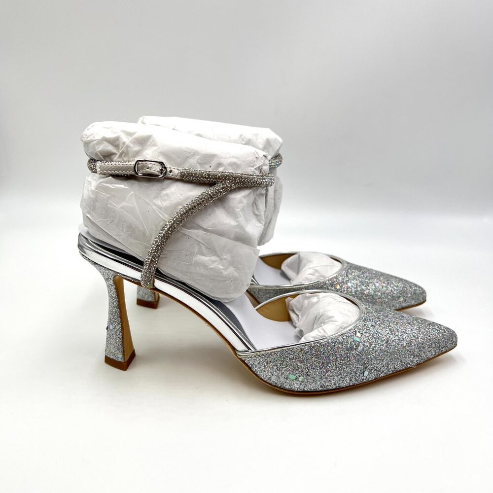 Badgley Mischka Womens Size 6 Kamilah Silver Sparkly Jeweled Heels‎ Pumps Shoes